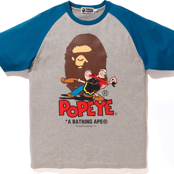 A Bathing Ape x Popeye Short Sleeve Raglan T-Shirt - Picture 10 of 11